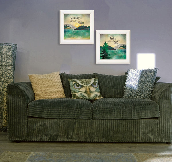 English Elm "lake / Sunshine" Marla Rae Two-piece Framed Art Set with White Gallery Frames B06787142