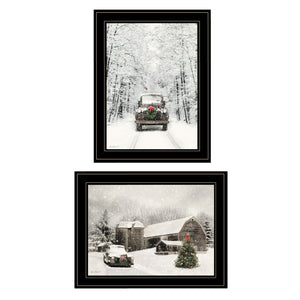 English Elm Antique Christmas Lori Deiter 2 Piece Framed Wall Art Set for Festive Holiday Decor B06787278