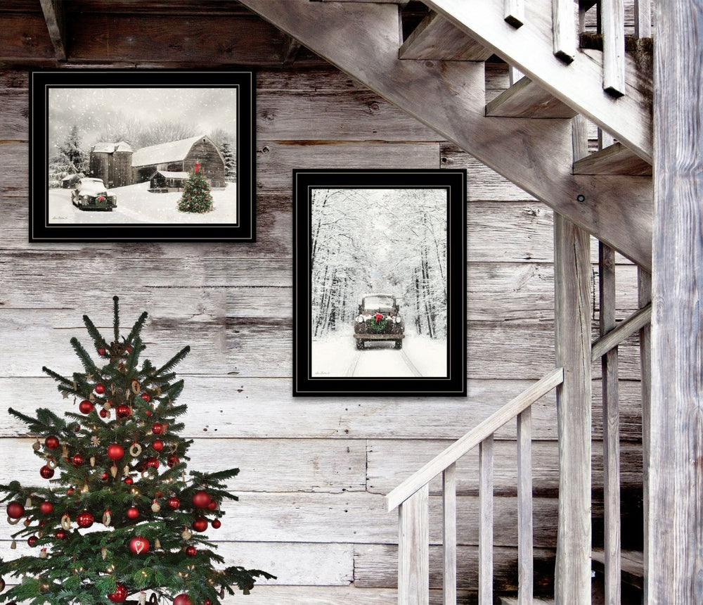 English Elm Antique Christmas Lori Deiter 2 Piece Framed Wall Art Set for Festive Holiday Decor B06787278