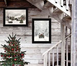 English Elm Antique Christmas Lori Deiter 2 Piece Framed Wall Art Set for Festive Holiday Decor B06787278