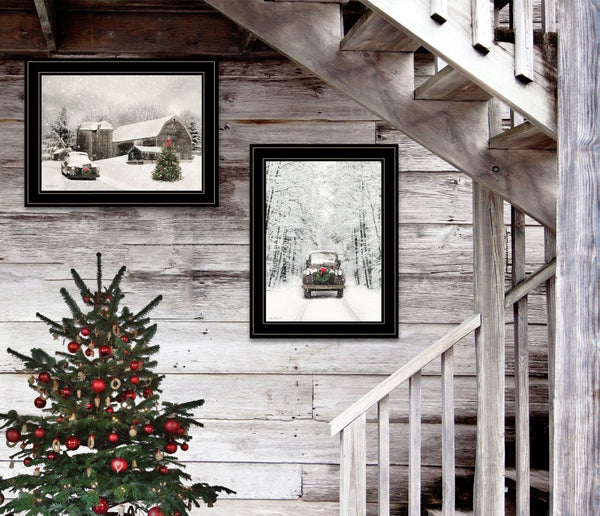 English Elm Antique Christmas Lori Deiter 2 Piece Framed Wall Art Set for Festive Holiday Decor B06787278