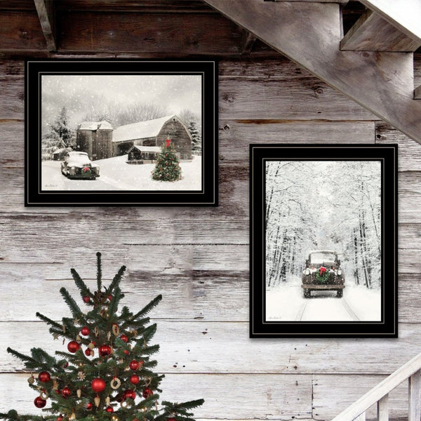 English Elm Antique Christmas Lori Deiter 2 Piece Framed Wall Art Set for Festive Holiday Decor B06787278