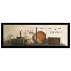 English Elm Faith, Family Friends Billy Jacobs Rustic Framed Typography Art for Farmhouse Walls B06787557