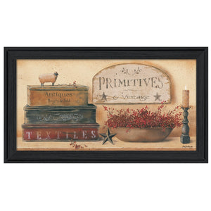 English Elm Primitives and Vintage Pam Britton Folk Art Framed Wall Print with Black Wood Finish B06787575