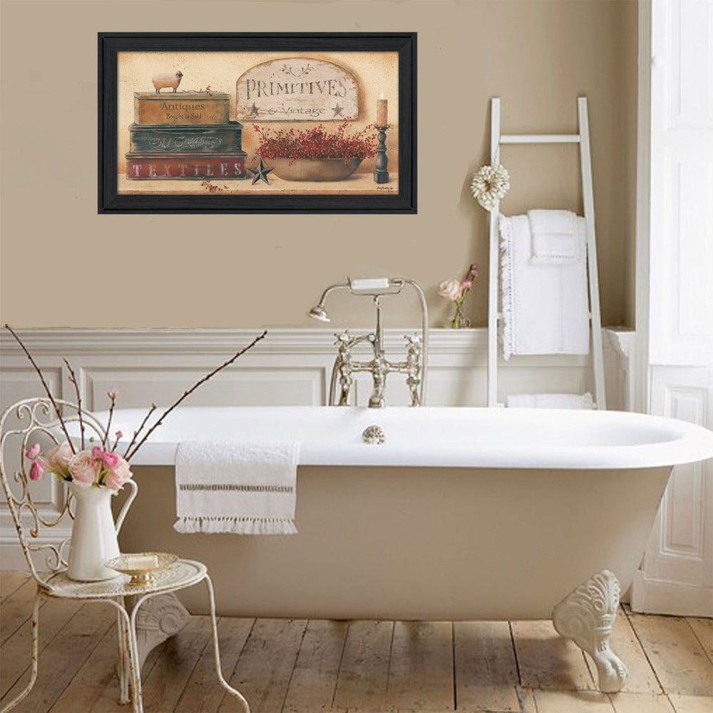 English Elm Primitives and Vintage Pam Britton Folk Art Framed Wall Print with Black Wood Finish B06787575