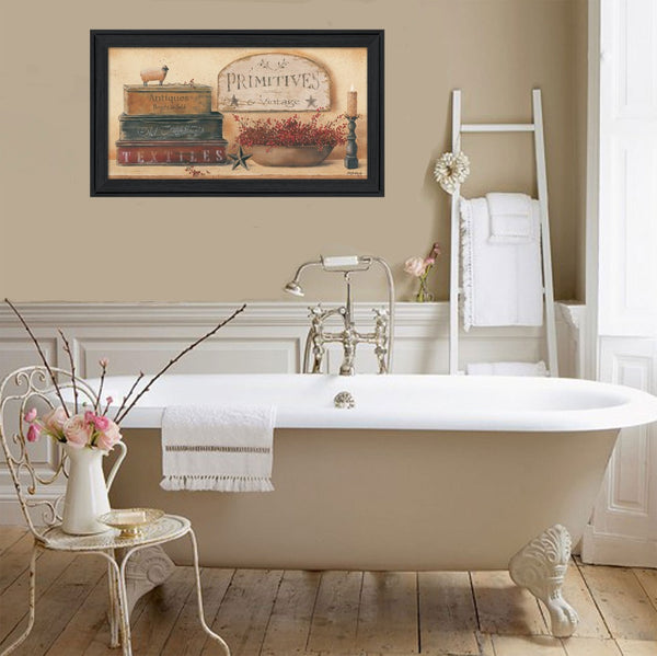English Elm Primitives and Vintage Pam Britton Folk Art Framed Wall Print with Black Wood Finish B06787575