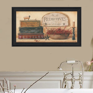 English Elm Primitives and Vintage Pam Britton Folk Art Framed Wall Print with Black Wood Finish B06787575
