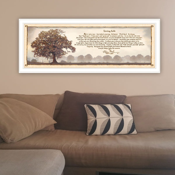 English Elm Living Life by Bonnie Mohr Inspirational Framed Wall Art for Home Office or Reading Nook White Frame B06787592