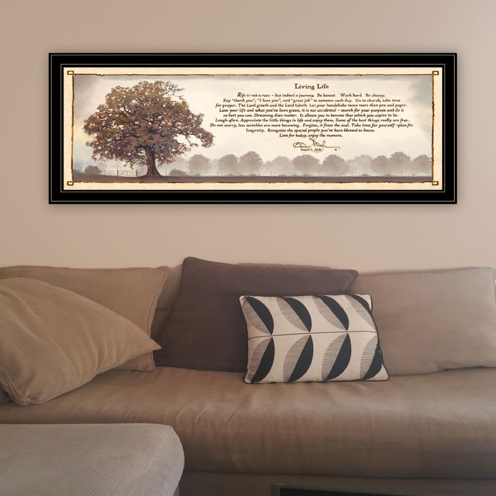 English Elm Living Life by Bonnie Mohr Inspirational Framed Wall Art for Home Office or Reading Nook Black Frame B06787594