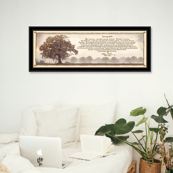 English Elm Living Life by Bonnie Mohr Inspirational Framed Wall Art for Home Office or Reading Nook Black Frame B06787594
