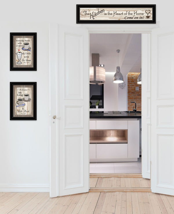 English Elm "kitchen-come in Vignette" Farmhouse Typographic 3-piece Framed Wall Art Set B06787816