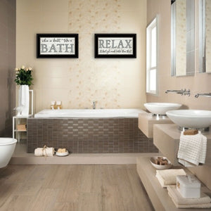 English Elm "bath Relax" Susie Boyer 2-piece Framed Print Black Wood Wall Art for Spa Bathrooms B06788286