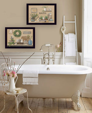 English Elm Bath Time Pam Britton 2 Piece Framed Wall Art Set with Matte Black Wood Frame B06788345