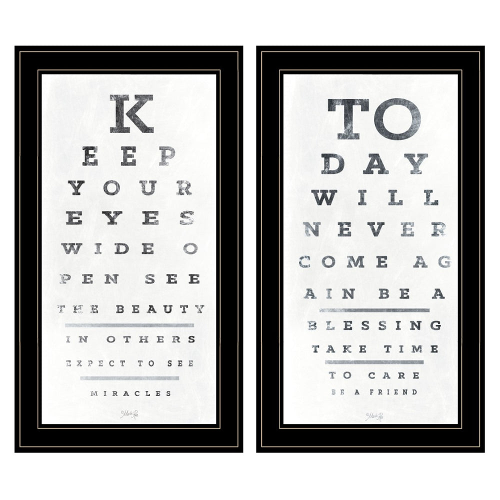 English Elm "eye Charts" Marla Rae 2-piece Framed Typographic Art Set for Modern Wall Decor B06788735