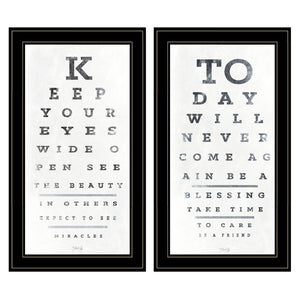 English Elm "eye Charts" Marla Rae 2-piece Framed Typographic Art Set for Modern Wall Decor B06788735
