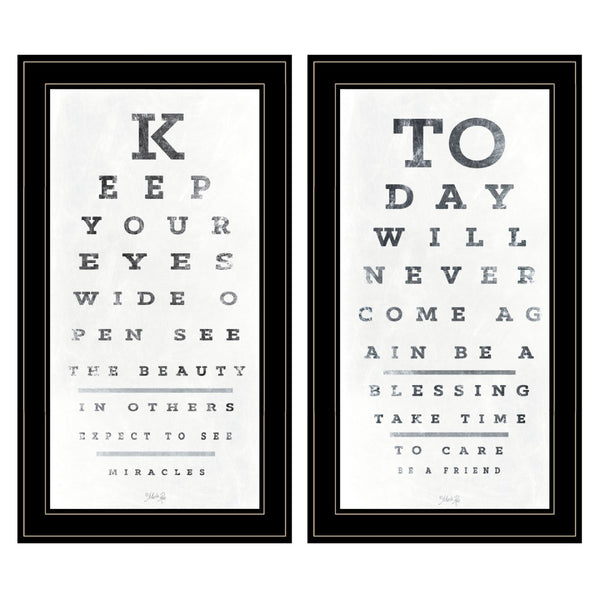 English Elm "eye Charts" Marla Rae 2-piece Framed Typographic Art Set for Modern Wall Decor B06788735
