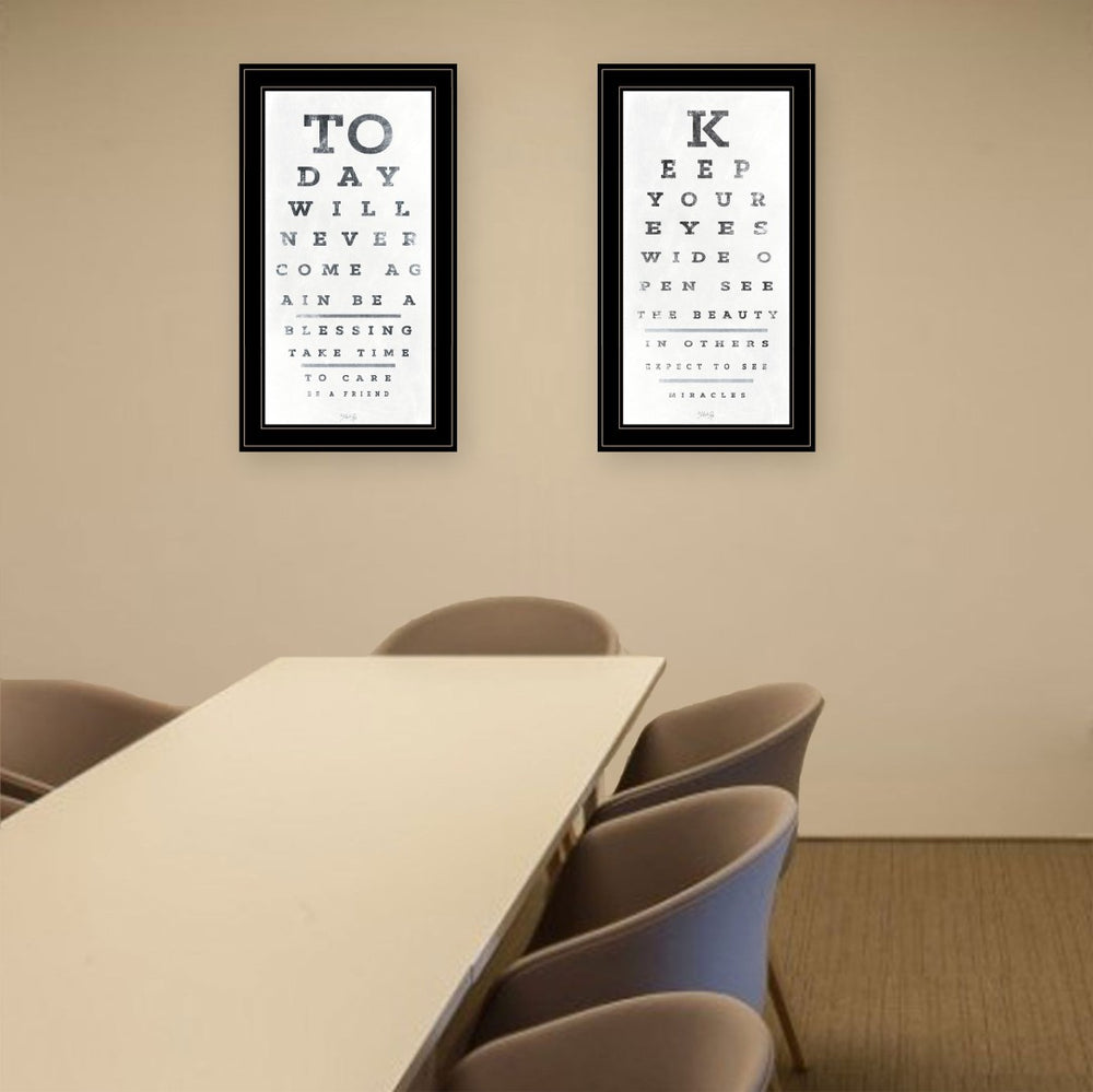 English Elm "eye Charts" Marla Rae 2-piece Framed Typographic Art Set for Modern Wall Decor B06788735