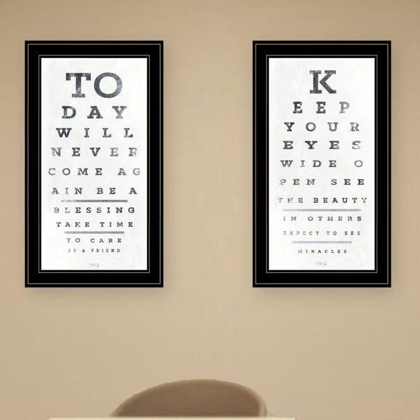 English Elm "eye Charts" Marla Rae 2-piece Framed Typographic Art Set for Modern Wall Decor B06788735