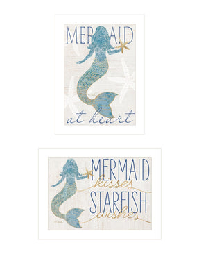 English Elm "two Mermaids" Kate Sherrill Coastal Framed Print Set White Gallery Wall Art B06789418
