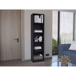 English Elm Home Xs Slim Five Shelf Bookcase Matte Black Vertical Storage for Office or Hallway B070137819