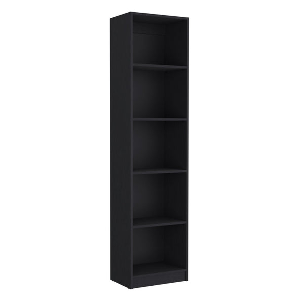 English Elm Home Xs Slim Five Shelf Bookcase Matte Black Vertical Storage for Office or Hallway B070137819