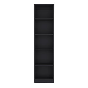English Elm Home Xs Slim Five Shelf Bookcase Matte Black Vertical Storage for Office or Hallway B070137819