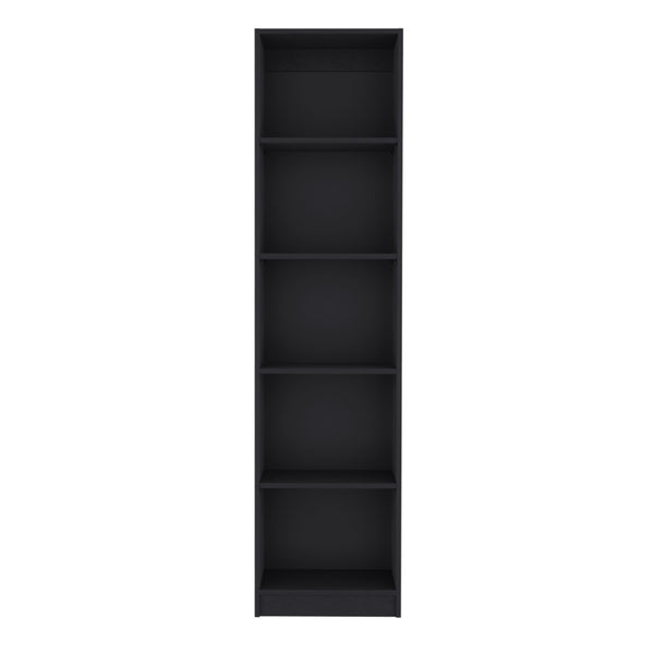 English Elm Home Xs Slim Five Shelf Bookcase Matte Black Vertical Storage for Office or Hallway B070137819