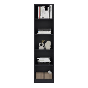 English Elm Home Xs Slim Five Shelf Bookcase Matte Black Vertical Storage for Office or Hallway B070137819
