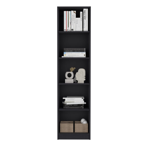 English Elm Home Xs Slim Five Shelf Bookcase Matte Black Vertical Storage for Office or Hallway B070137819