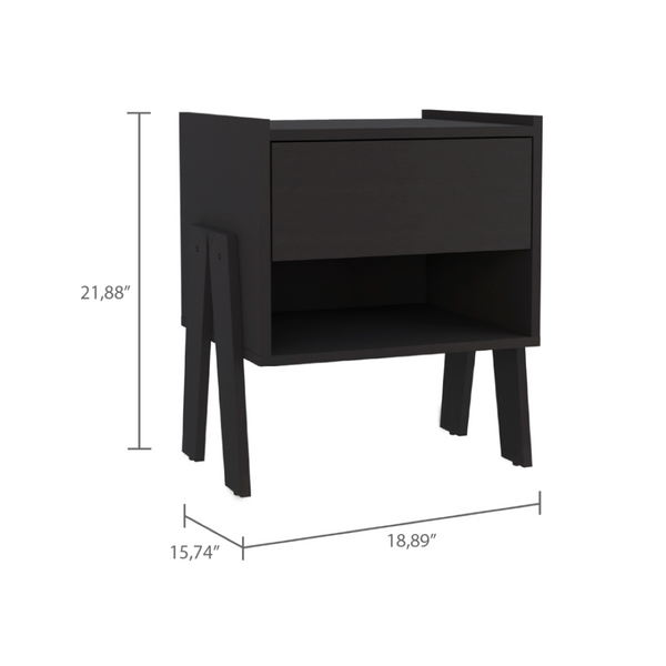 English Elm Joy Modern Nightstand with Open Shelf Drawer and Sleek Matte Legs for Bedroom B07091917
