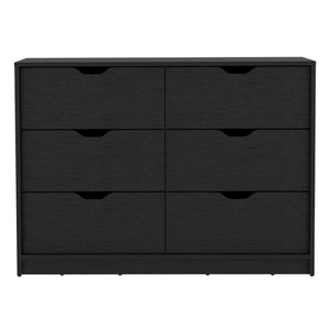 English Elm Basilea Matte Black Double Dresser with Four Drawers and Pull Down Cabinet Storage B070P214577