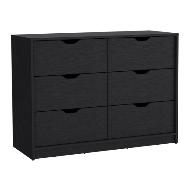 English Elm Basilea Matte Black Double Dresser with Four Drawers and Pull Down Cabinet Storage B070P214577