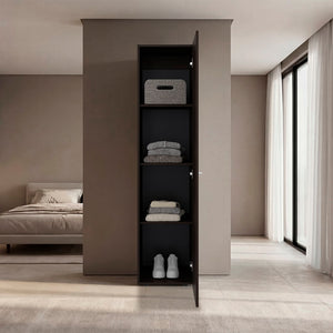 English Elm Home Linen Slim Vertical Storage Cabinet Four Shelves Single Door Bathroom Bedroom B070P487570