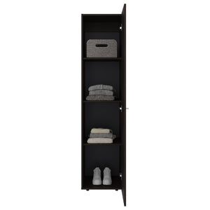 English Elm Home Linen Slim Vertical Storage Cabinet Four Shelves Single Door Bathroom Bedroom B070P487570
