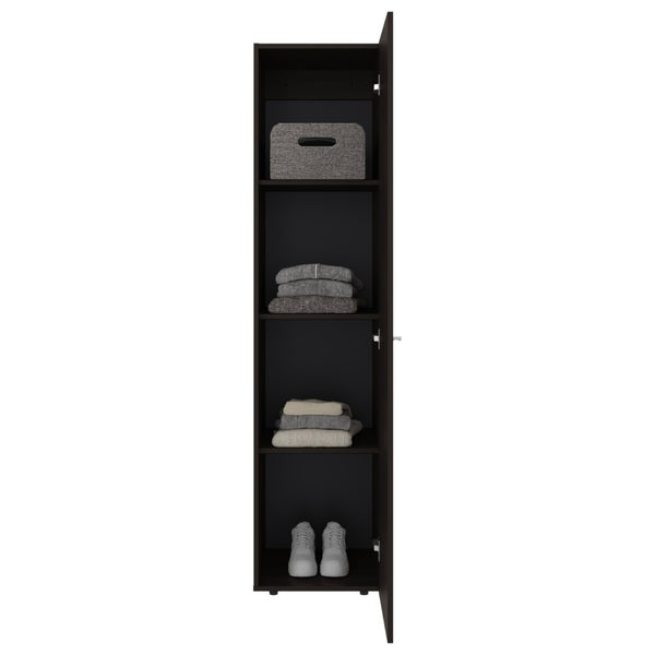 English Elm Home Linen Slim Vertical Storage Cabinet Four Shelves Single Door Bathroom Bedroom B070P487570