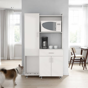 English Elm Pantress Freestanding Kitchen Pantry Cabinet with Pet Station and Multi Zone Storage B070P501929