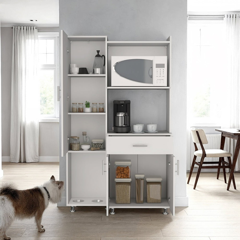 English Elm Pantress Freestanding Kitchen Pantry Cabinet with Pet Station and Multi Zone Storage B070P501929
