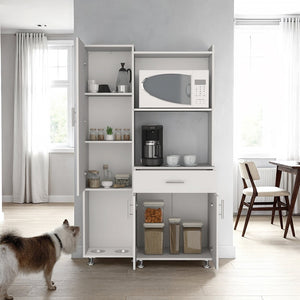 English Elm Pantress Freestanding Kitchen Pantry Cabinet with Pet Station and Multi Zone Storage B070P501929
