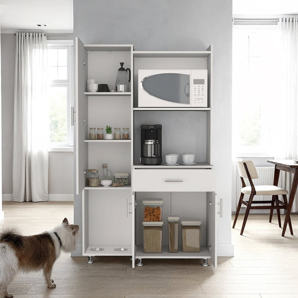 English Elm Pantress Freestanding Kitchen Pantry Cabinet with Pet Station and Multi Zone Storage B070P501929
