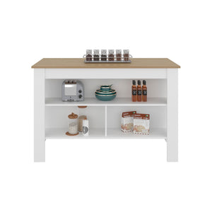 English Elm Cala Freestanding Kitchen Island with Three Open Shelves and Wide Prep Workspace B070P501938