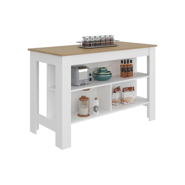 English Elm Cala Freestanding Kitchen Island with Three Open Shelves and Wide Prep Workspace B070P501938
