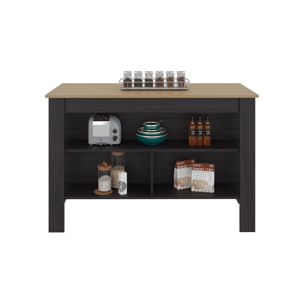 English Elm Cala Freestanding Kitchen Island with Three Open Shelves and Spacious Prep Worktop B070P501939