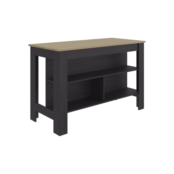 English Elm Cala Freestanding Kitchen Island with Three Open Shelves and Spacious Prep Worktop B070P501939