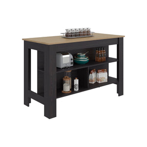 English Elm Cala Freestanding Kitchen Island with Three Open Shelves and Spacious Prep Worktop B070P501939