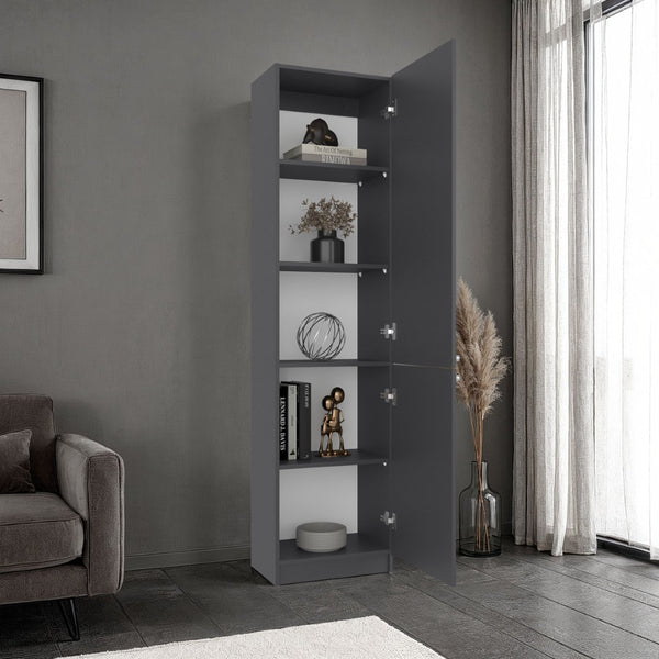 English Elm Home Tall Freestanding Cabinet with Open Shelving and Enclosed Lower Storage Compartment B070P501945