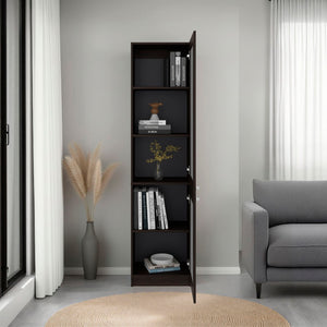 English Elm Home Glass Front Tower Cabinet with Five Shelves for Library Style Linen Display B070P501946
