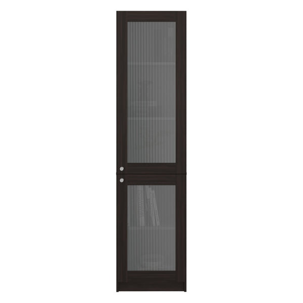 English Elm Home Glass Front Tower Cabinet with Five Shelves for Library Style Linen Display B070P501946