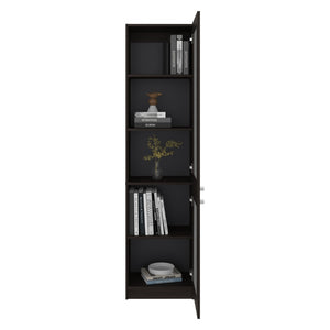 English Elm Home Glass Front Tower Cabinet with Five Shelves for Library Style Linen Display B070P501946