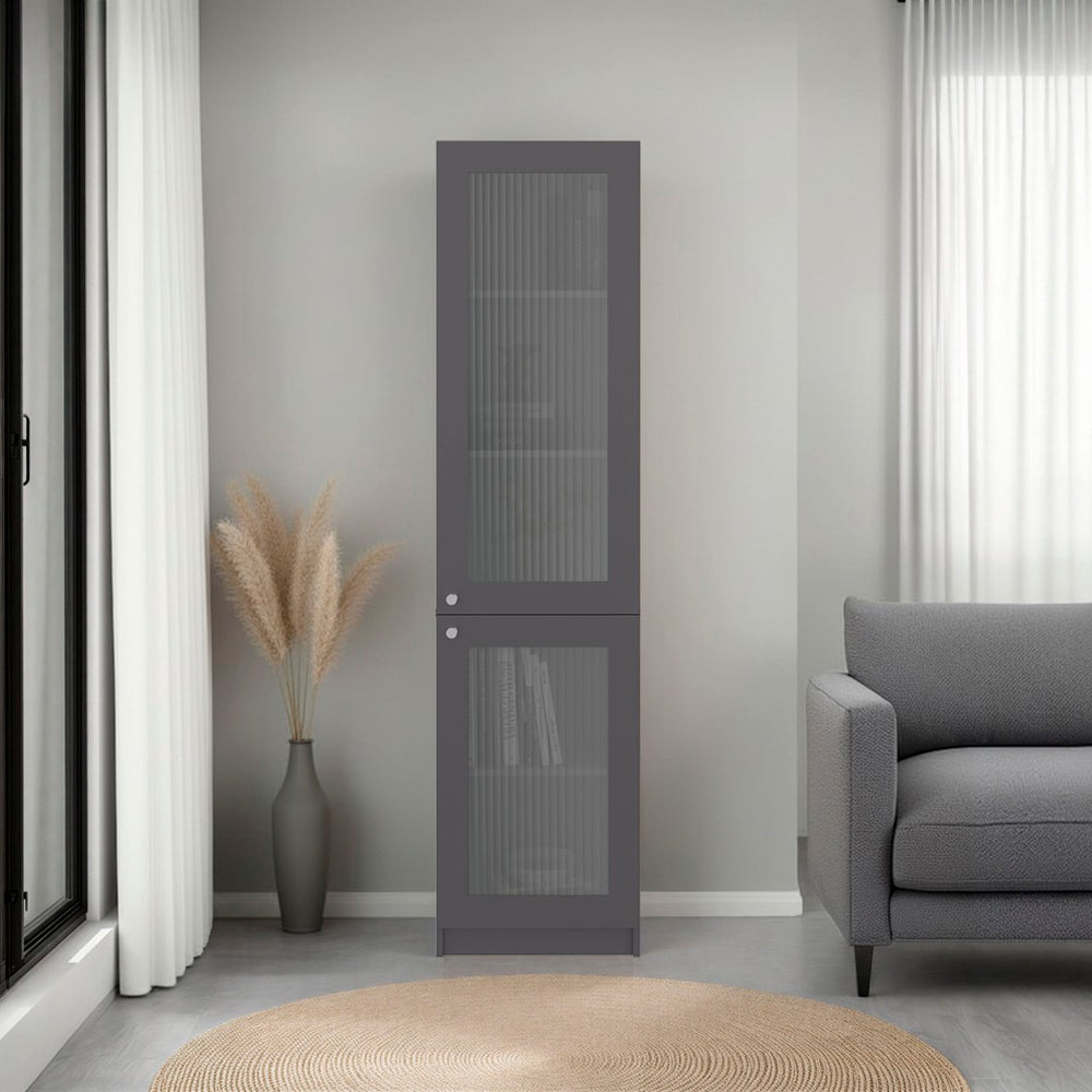 English Elm Home Tall Glass Front Cabinet Five Shelf Tower for Office Study or Living Room B070P501947