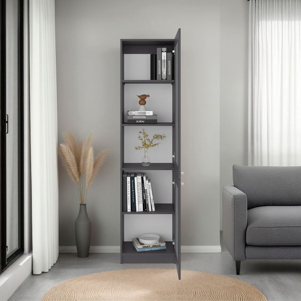 English Elm Home Tall Glass Front Cabinet Five Shelf Tower for Office Study or Living Room B070P501947